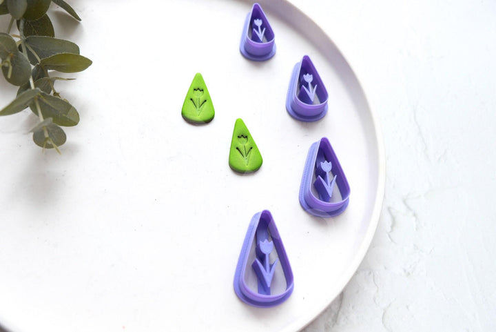Embossed Tulip Flower Clay Cutter: Spring Polymer Clay Tool