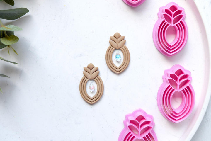 Embossed Flower Polymer Clay Cutter Set: Floral Earrings, Leaf Design