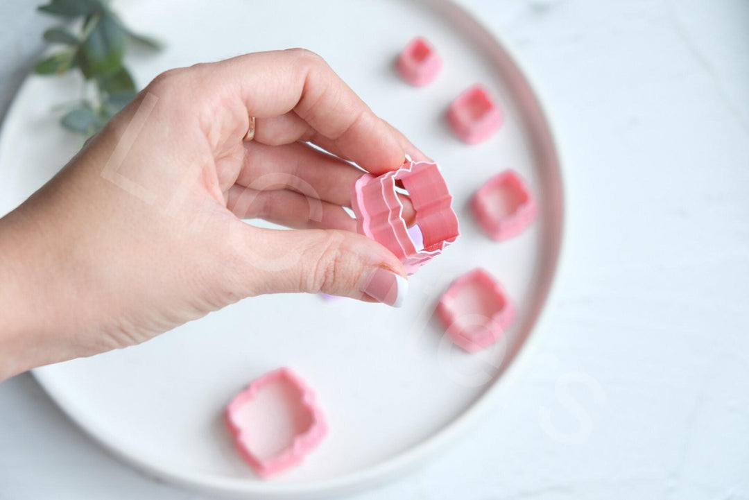 Embossed Flower Polymer Clay Cutter Set: Geometric Earring Cutters
