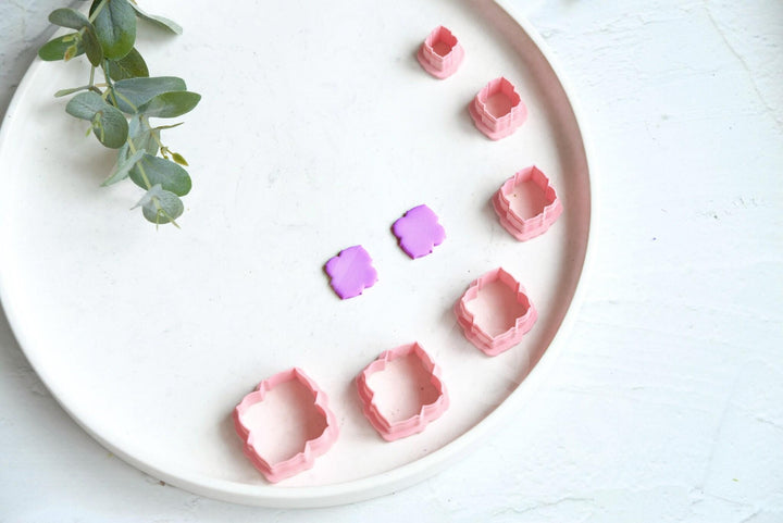 Embossed Flower Polymer Clay Cutter Set: Geometric Earring Cutters