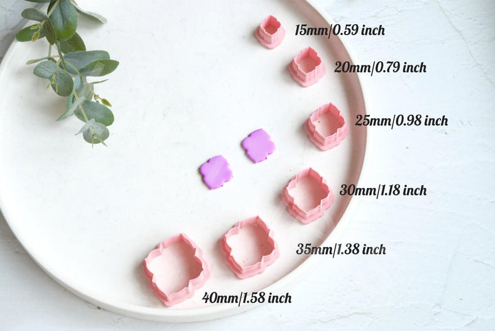 Embossed Flower Polymer Clay Cutter Set: Geometric Earring Cutters