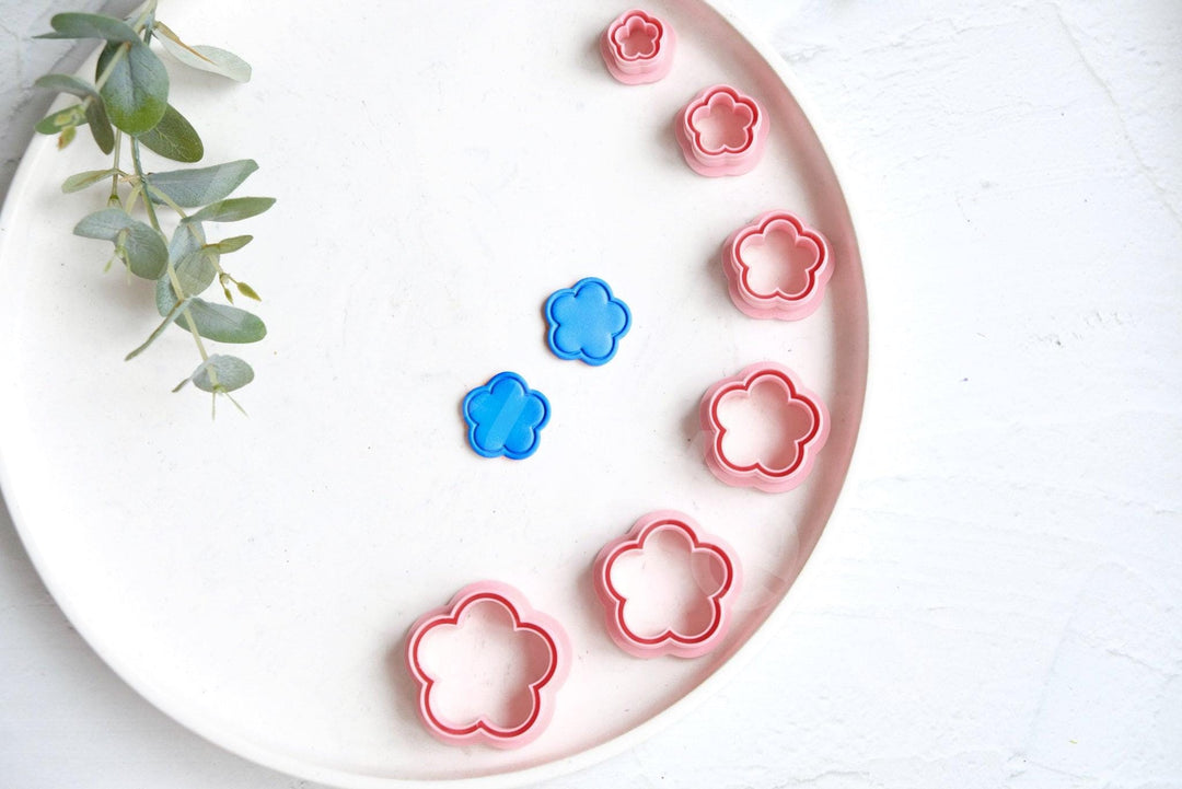 Embossed Flower Polymer Clay Cutter Set: 3D Printed, Geometric Shapes