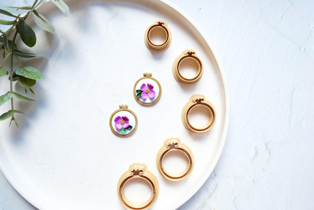 Embroidery Hoop Polymer Clay Cutter Set | Boho Circle Earring Cutters for Clay Jewelry & DIY Making