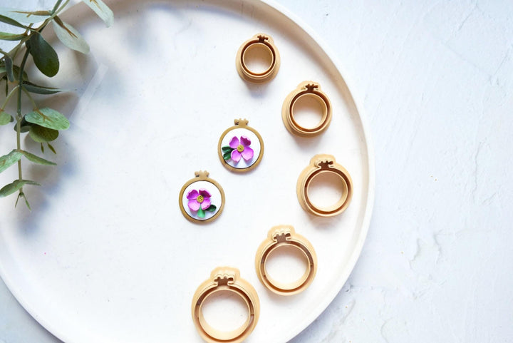 Embroidery Hoop Polymer Clay Cutter Set | Boho Circle Earring Cutters for Clay Jewelry & DIY Making