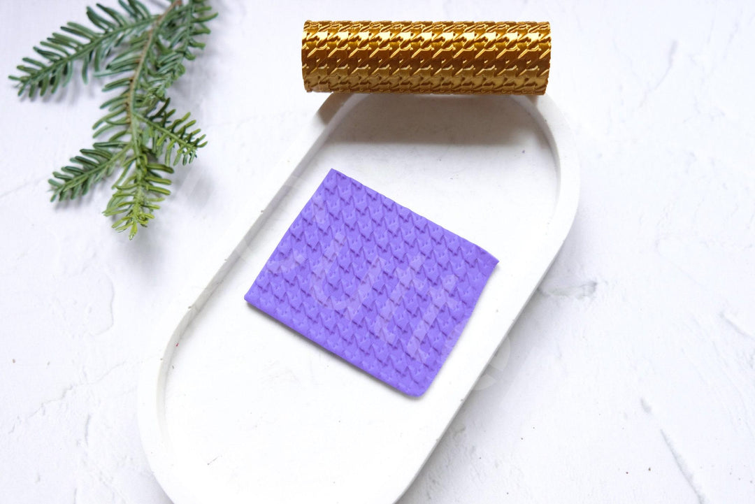 Houndstooth Fabric Pattern Clay Roller: Polymer Clay Texture