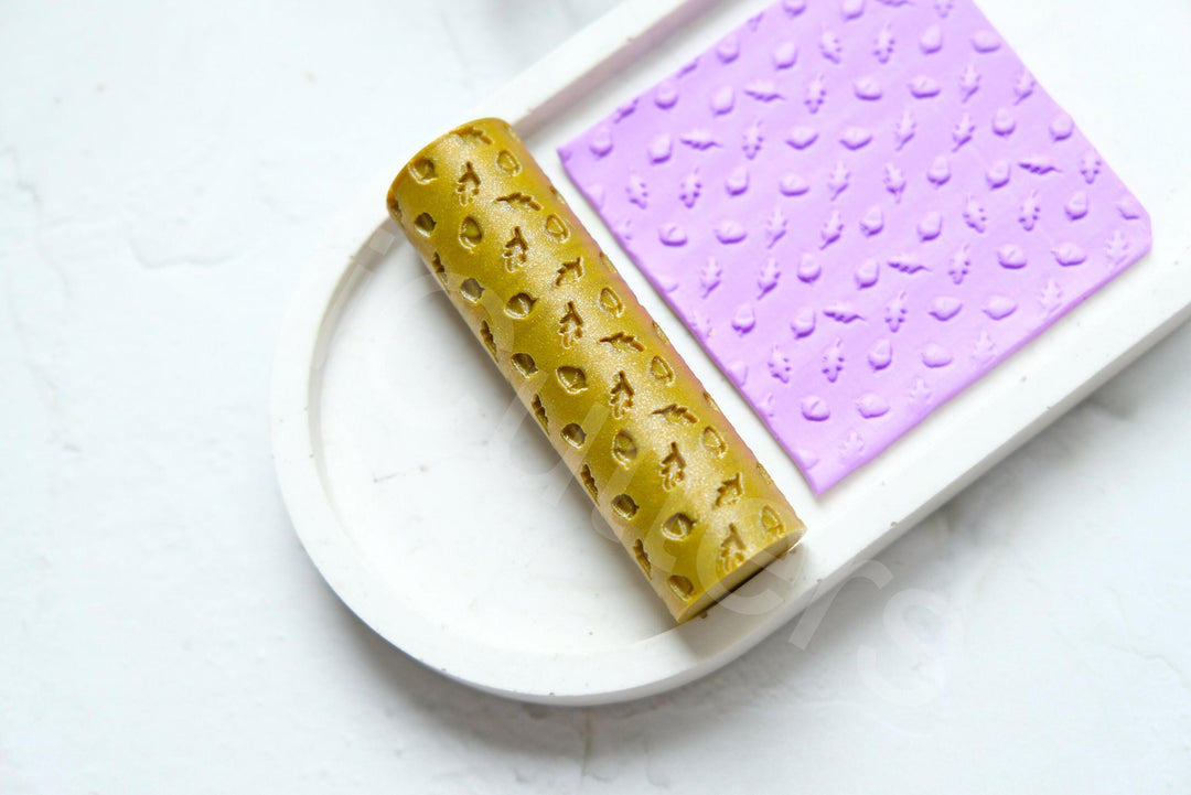 Botanical Polymer Clay Roller: Acorn & Leaf Pattern, Earring Tool