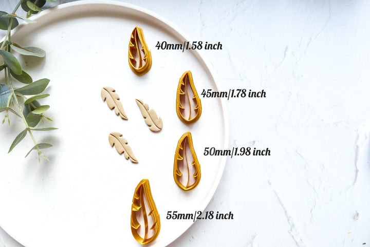 Feather Clay Cutter Set – Boho Polymer Clay Earring Cutter, Feather Shape Jewelry Making Tool, Bohemian Earring Mold for DIY Accessories