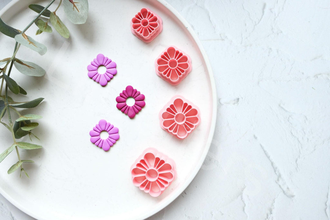 Flower Clay Cutter Set: Botanical Earring, Cookie, Fondant Cutters