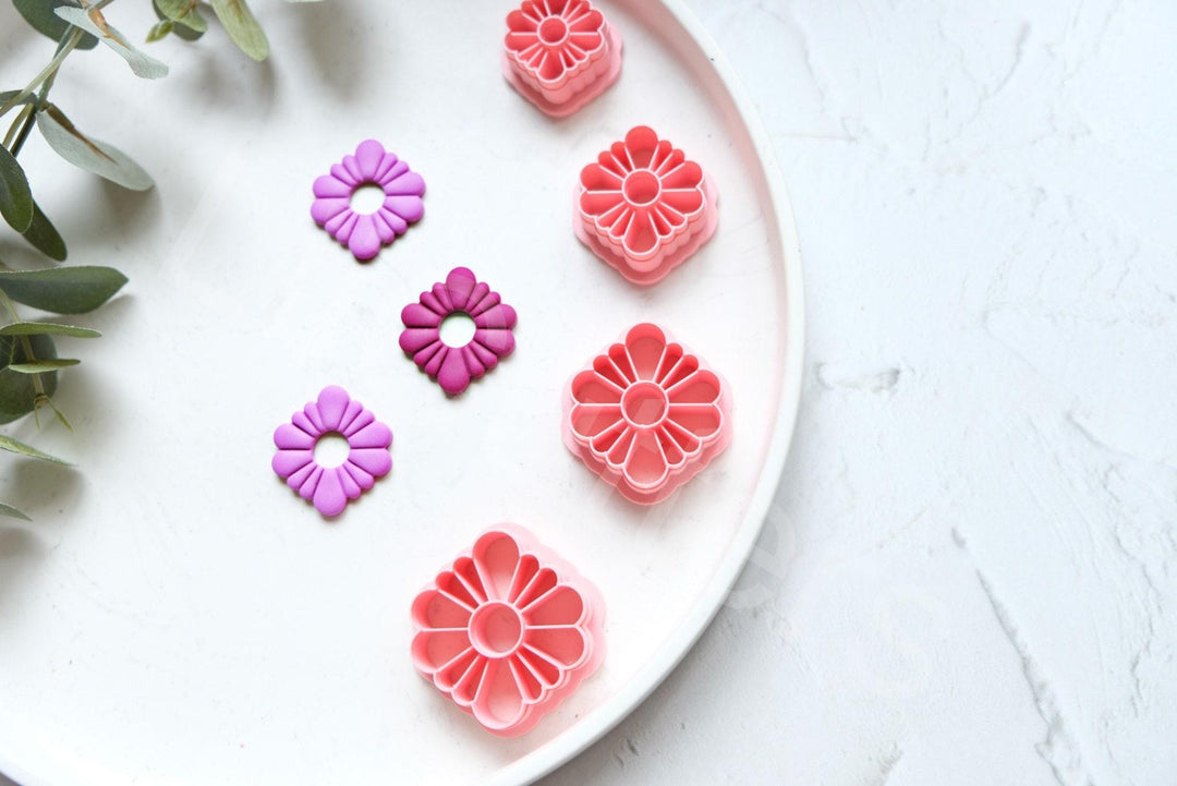 Flower Clay Cutter Set: Botanical Earring, Cookie, Fondant Cutters