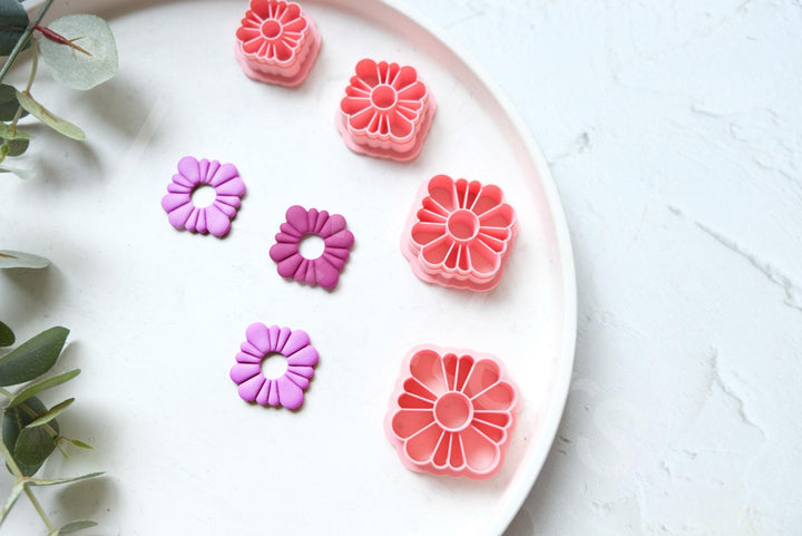 Flower Clay Cutter Set: Botanical Earring, Cookie, Fondant Cutters