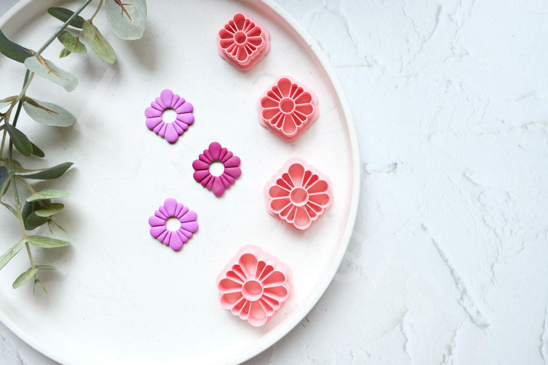 Flower Clay Cutter Set: Botanical Earring, Cookie, Fondant Cutters