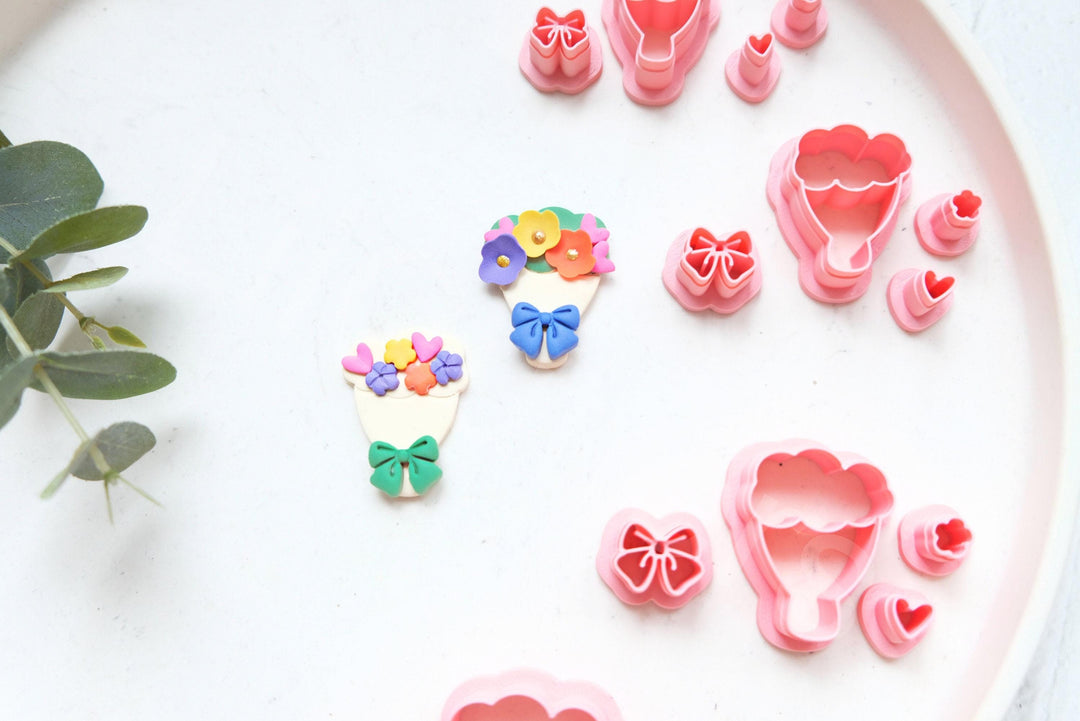 Flower Bouquet Polymer Clay Cutter Set (3pc): DIY Valentine Craft