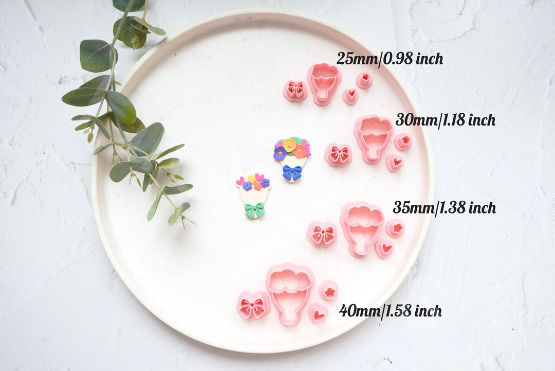 Flower Bouquet Polymer Clay Cutter Set (3pc): DIY Valentine Craft