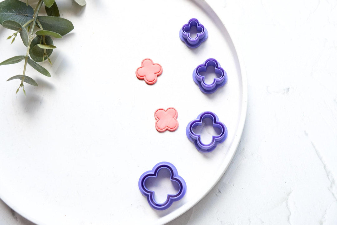 Flower Clay Cutters: Moroccan Geometric Shapes, Polymer Clay Earring Set