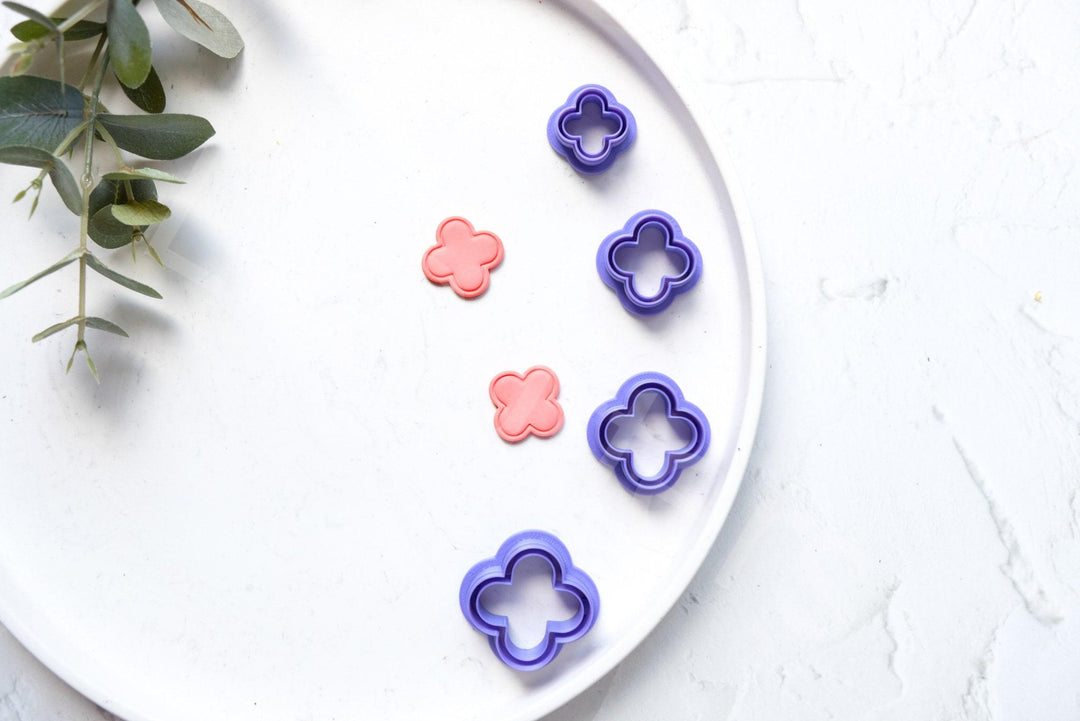 Flower Clay Cutters: Moroccan Geometric Shapes, Polymer Clay Earring Set