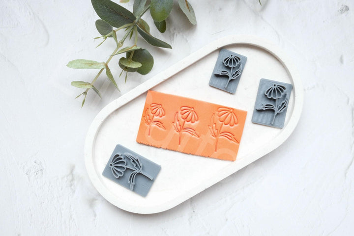 Floral Clay Stamp: Flower & Leaf Texture, Earring Making Tool