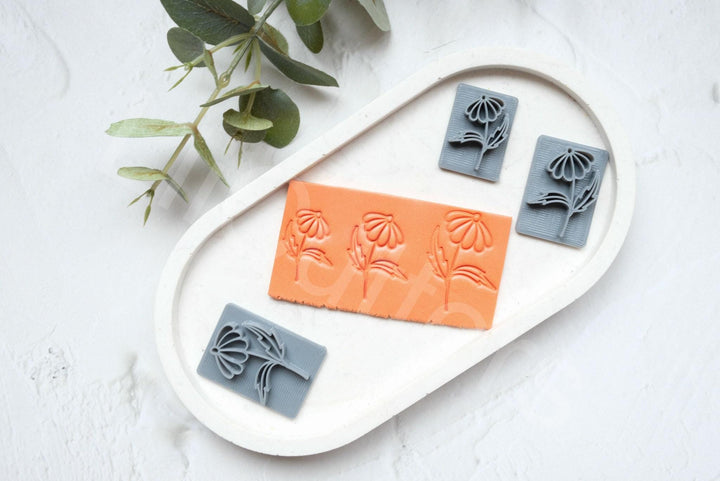 Floral Clay Stamp: Flower & Leaf Texture, Earring Making Tool