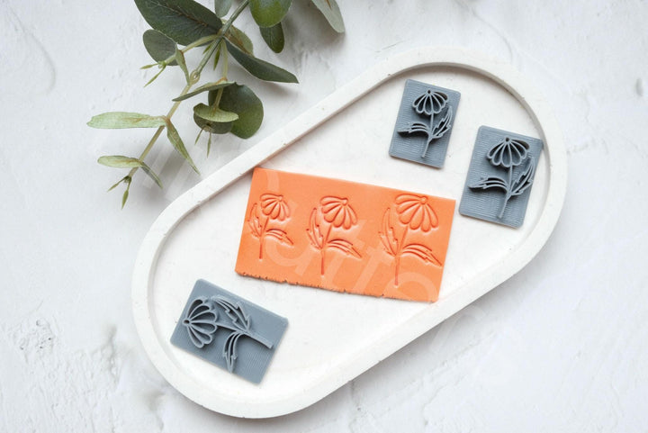 Floral Clay Stamp: Flower & Leaf Texture, Earring Making Tool