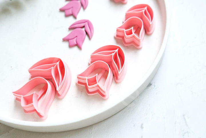 Flower Polymer Clay Cutter Set: Embossed Leaf, Scallop Edge
