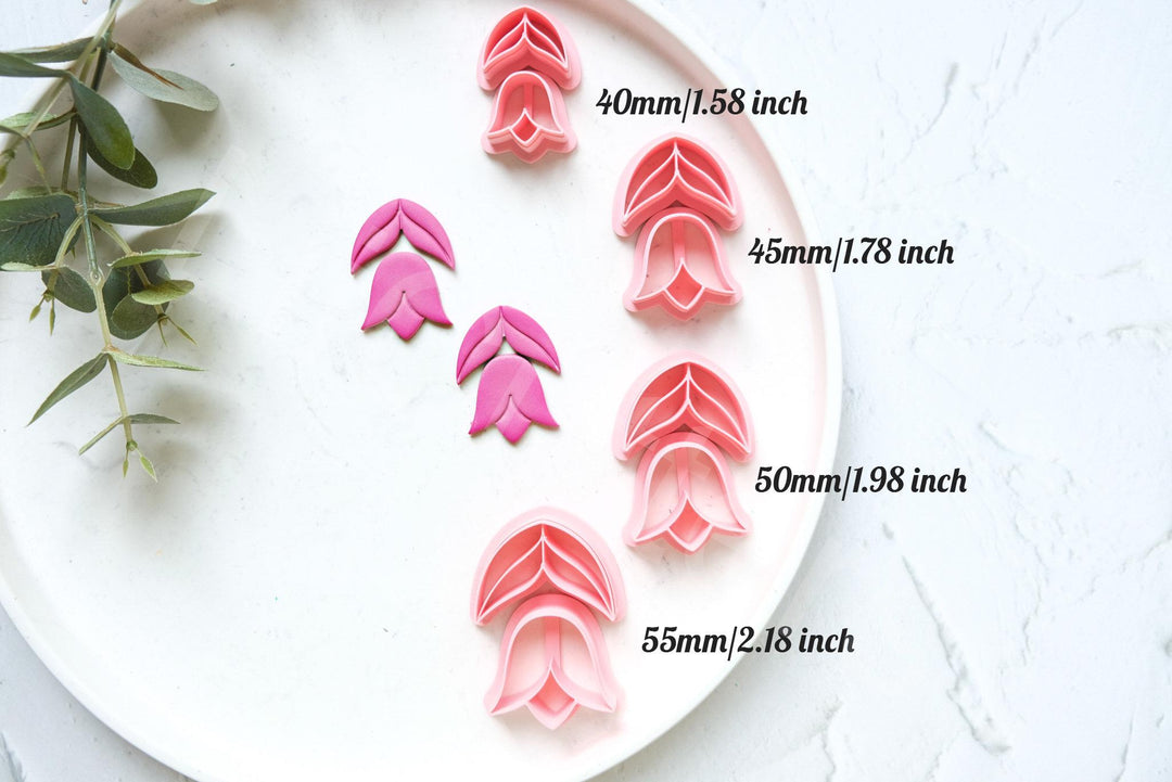Flower Polymer Clay Cutter Set: Embossed Leaf, Scallop Edge