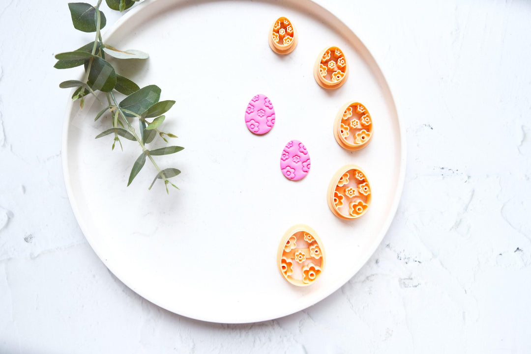Flower Easter Egg Cutter: Embossed Polymer Clay Earring Mold