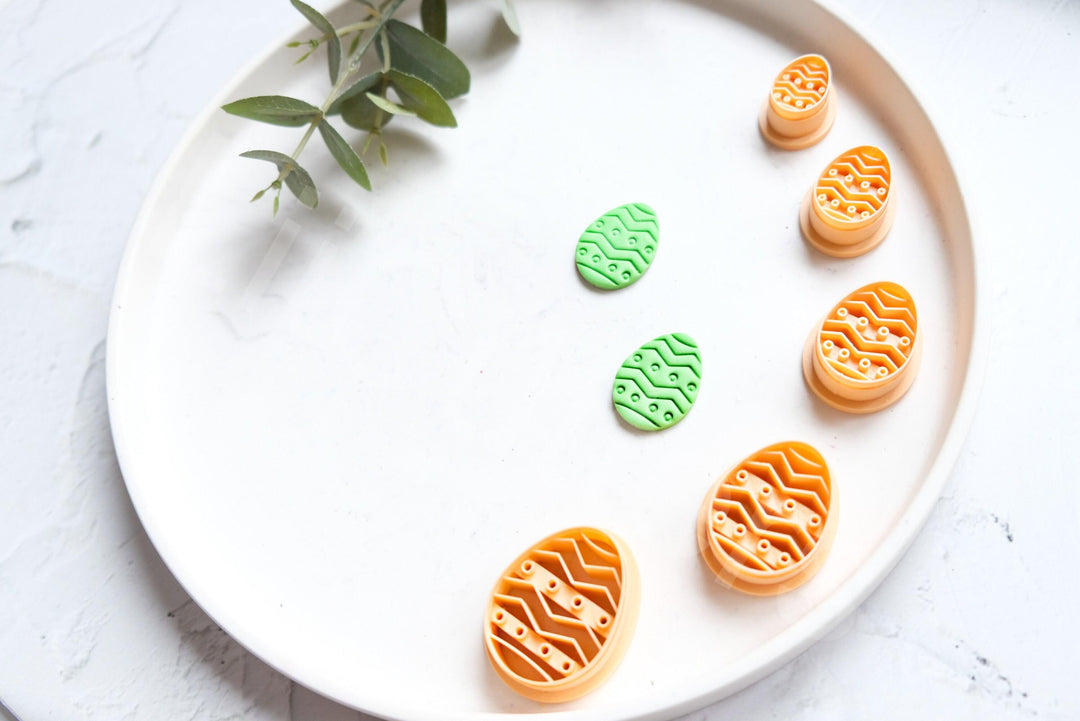 Embossed Easter Egg Polymer Clay Cutter: Geometric Flower Design