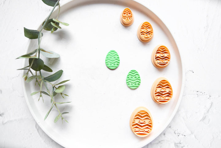 Embossed Easter Egg Polymer Clay Cutter: Geometric Flower Design