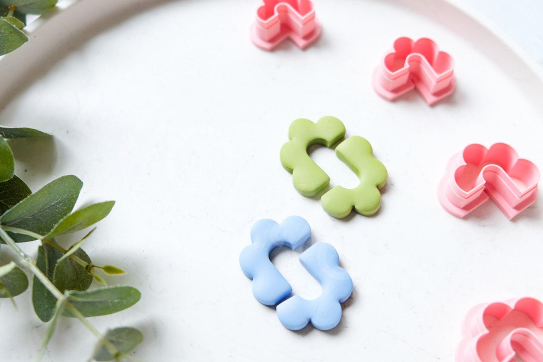 Half Flower Polymer Clay Cutter: Geometric Earring Design (30-45mm)