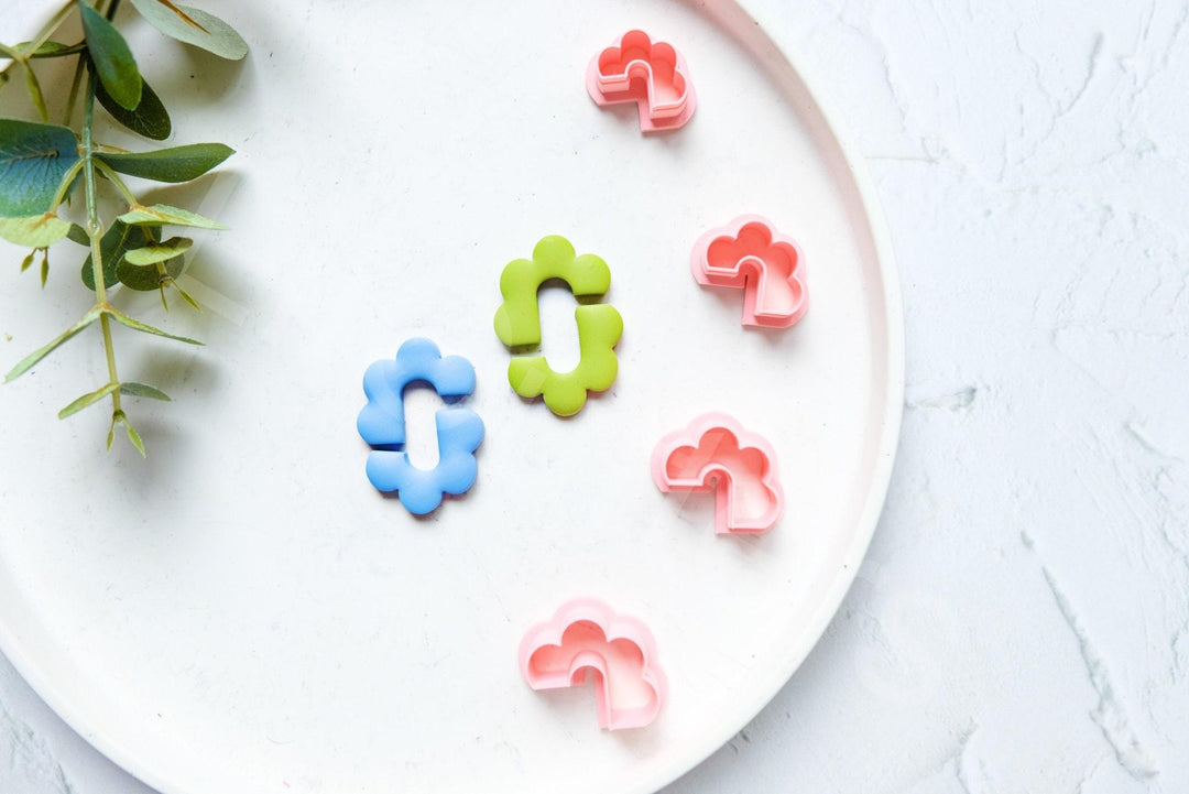Half Flower Polymer Clay Cutter: Geometric Earring Design (30-45mm)