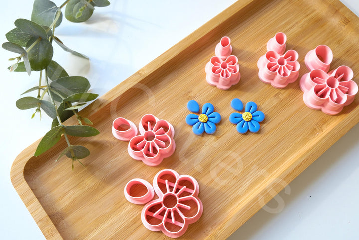Forget Me Not Flower Clay Cutter Set: Polymer Clay Earrings (2pc)