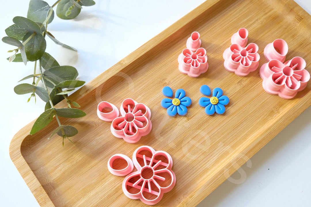 Forget Me Not Flower Clay Cutter Set: Polymer Clay Earrings (2pc)