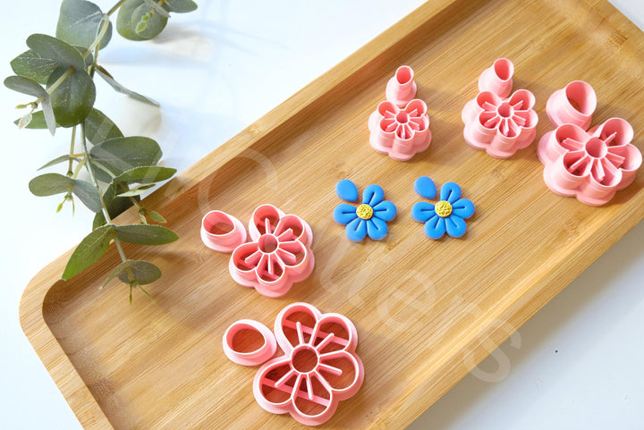 Forget Me Not Flower Clay Cutter Set: Polymer Clay Earrings (2pc)