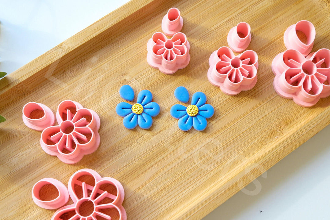 Forget Me Not Flower Clay Cutter Set: Polymer Clay Earrings (2pc)