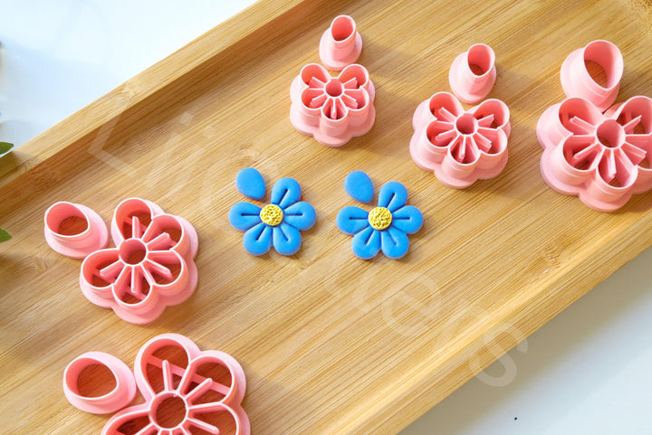 Forget Me Not Flower Clay Cutter Set: Polymer Clay Earrings (2pc)