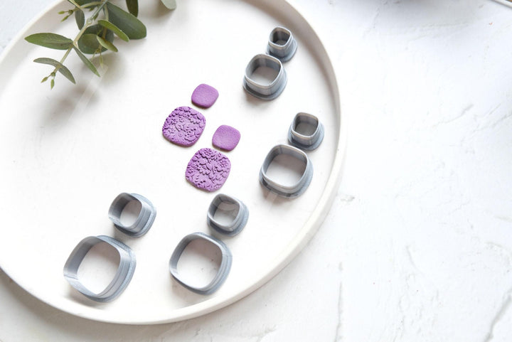 Geometric Square Polymer Clay Cutters (2pc): Earring & Biscuit Cutters