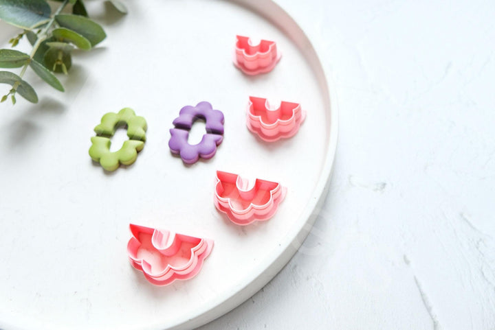 Half Flower Polymer Clay Cutter: Geometric Earring Design