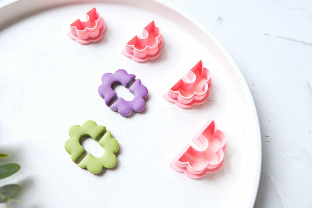 Half Flower Polymer Clay Cutter: Geometric Earring Design