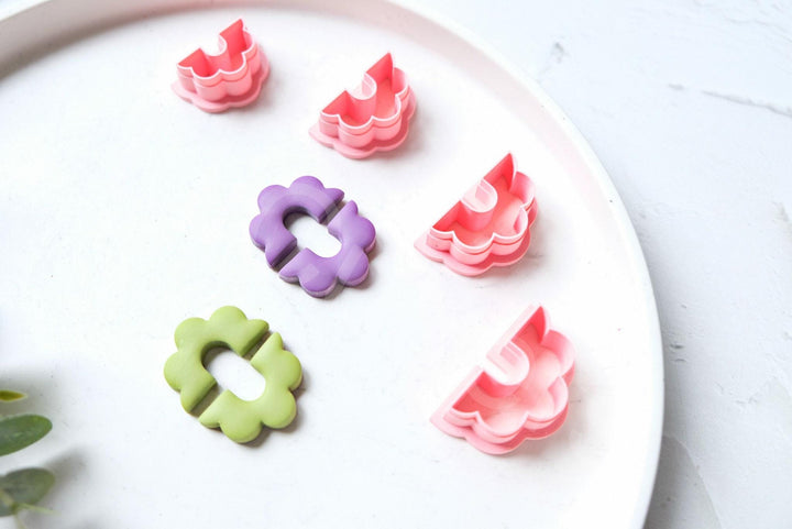 Half Flower Polymer Clay Cutter: Geometric Earring Design
