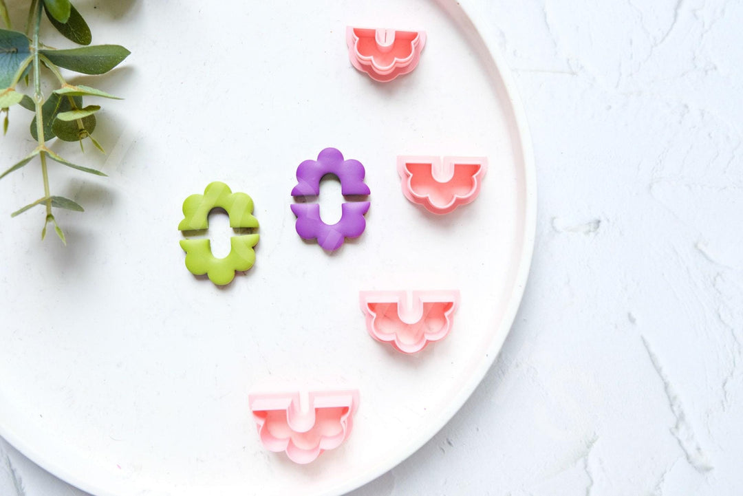 Half Flower Polymer Clay Cutter: Geometric Earring Design