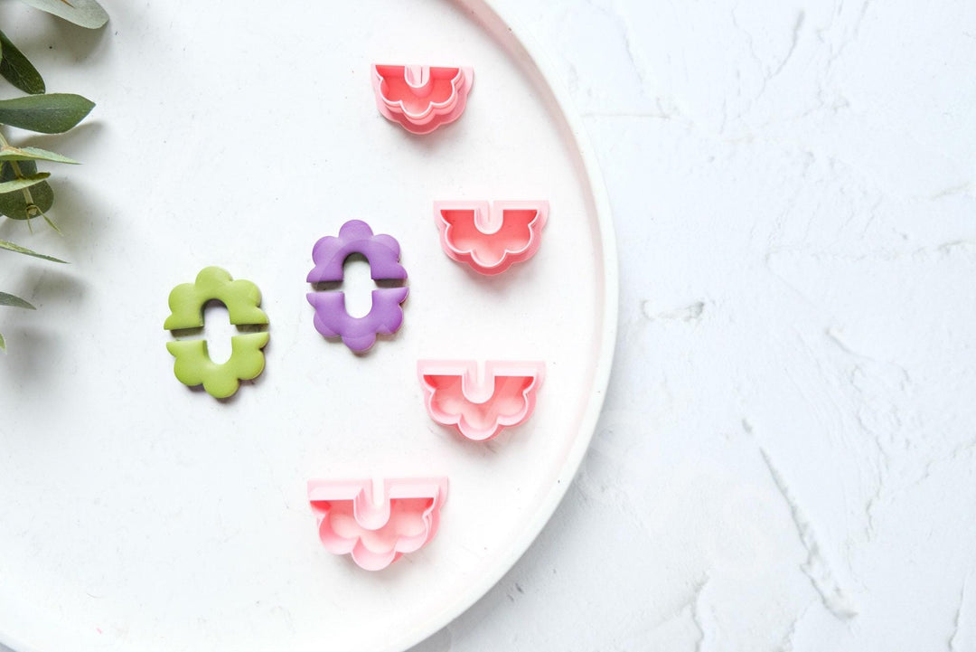 Half Flower Polymer Clay Cutter: Geometric Earring Design