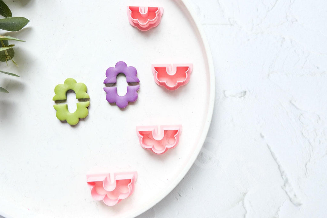 Half Flower Polymer Clay Cutter: Geometric Earring Design