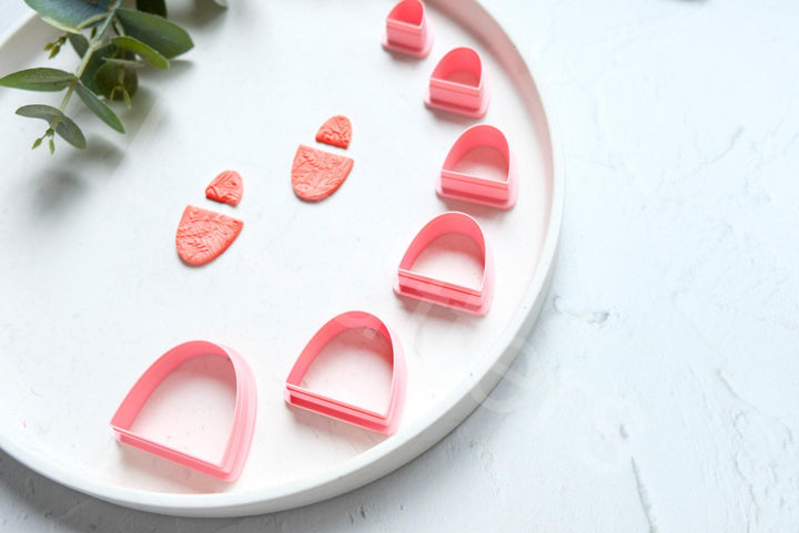 Half Oval Polymer Clay Cutters – Geometric Shapes for Earrings & Hair Clips, Modern DIY Jewelry Mold, Minimalist Polymer Clay Tool