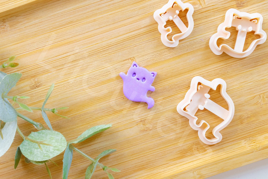 Halloween Cat Ghost Clay Cutter: Polymer Clay Earrings