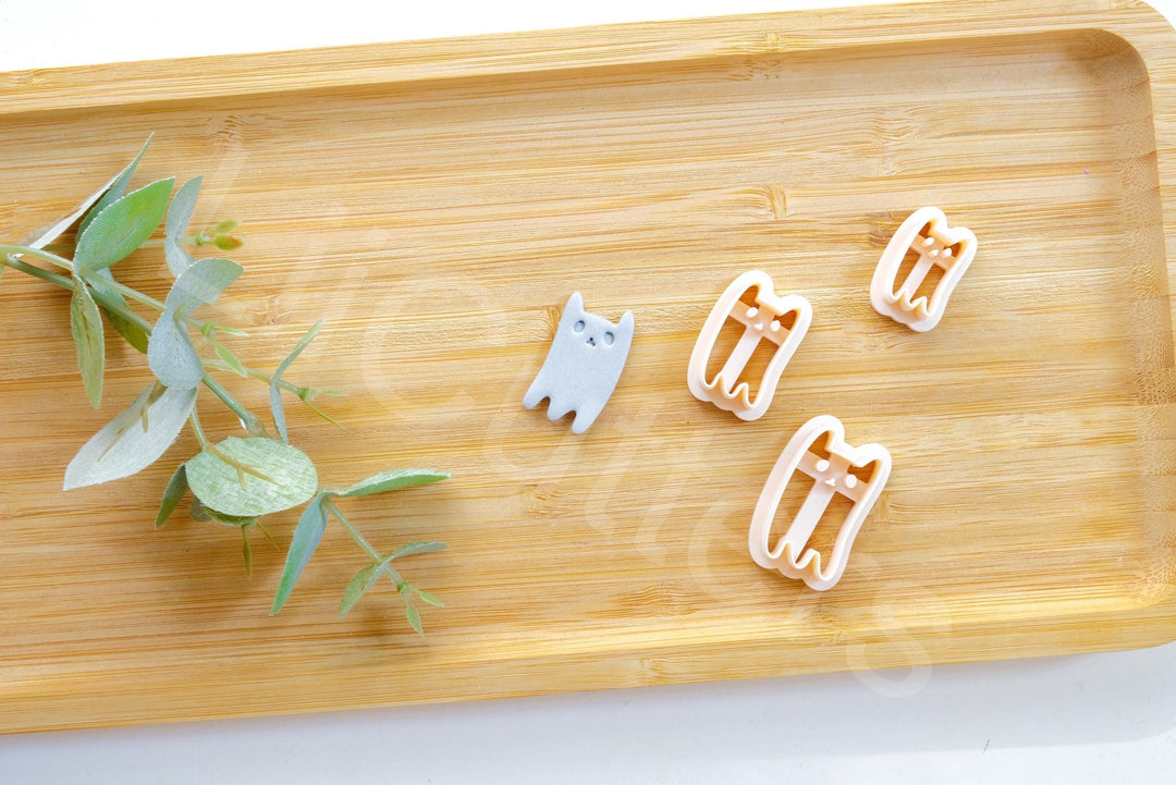 Halloween Cat Ghost Clay Cutter: Polymer Clay Earring DIY