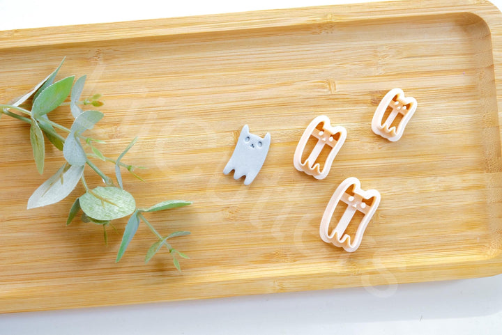 Halloween Cat Ghost Clay Cutter: Polymer Clay Earring DIY