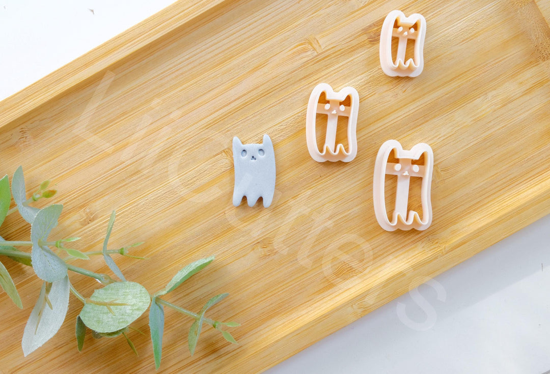 Halloween Cat Ghost Clay Cutter: Polymer Clay Earring DIY