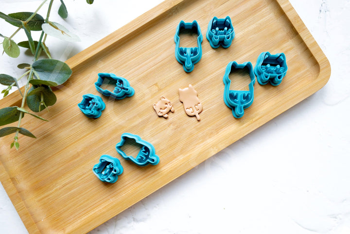 Hanging Cat Polymer Clay Cutters: 3D Printed Animal Stamps (2 pc set)