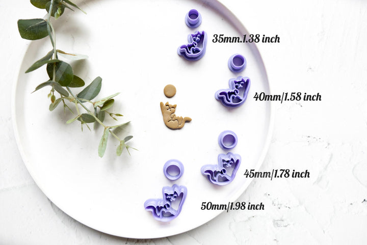 Hanging Cat Polymer Clay Cutter – 35–50mm Cat Shape Clay Cutter for Earrings, Hair Clips & Cookies, 3D Printed Jewelry Making Tool