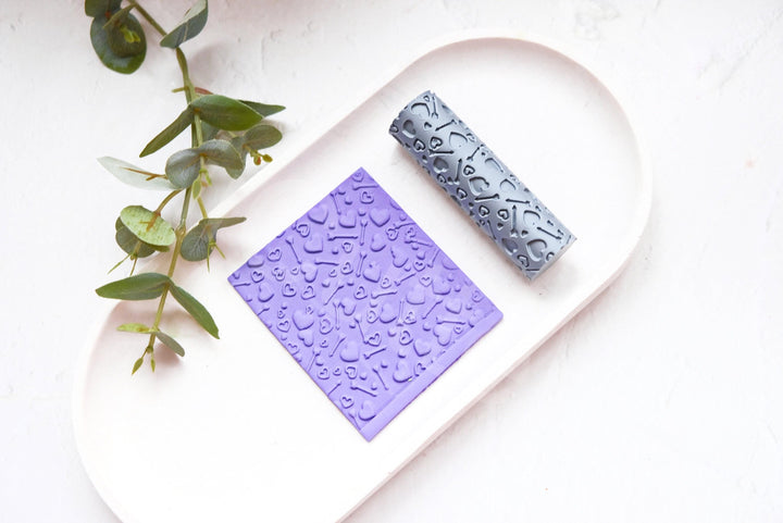 Heart & Arrows Polymer Clay Roller: Valentine Texture + XO Cutter