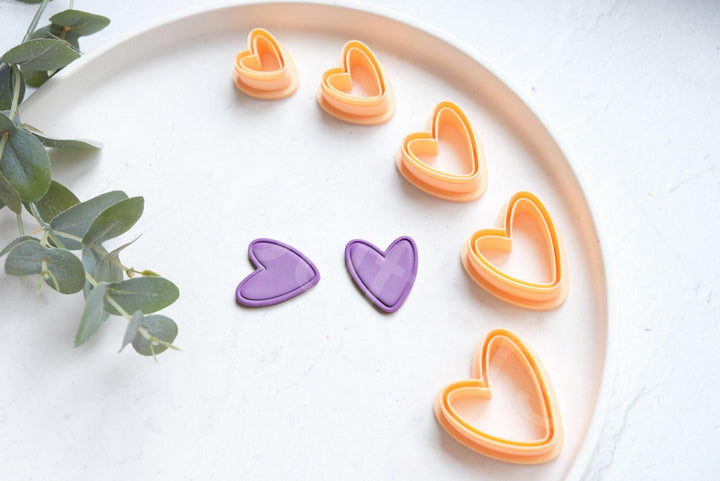 Heart Clay Cutter with Line: Polymer Clay Earring Tool